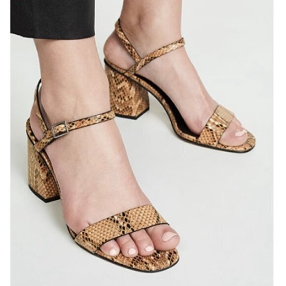 Free People Liv Block Heel Sandals in Taupe Snake sz 9 - Picture 1 of 5
